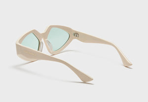 lula pace sunglasses for women in cream bone mazzucchellli acetate with teal lenses high quality premium luxury eyewear