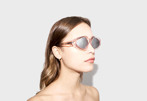 lula pace sunglasses for women in clear pink mazzucchellli acetate with silver mirror lenses high quality premium luxury eyewear